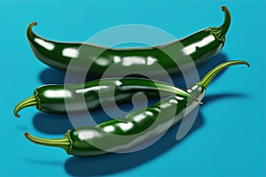 Jalapeno on a blue background. For design. AI Generated.