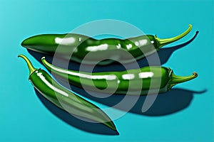 Jalapeno on a blue background. For design. AI Generated.