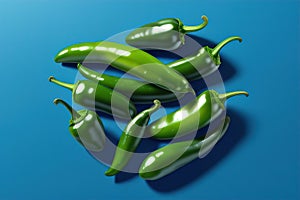 Jalapeno on a blue background. For design. AI Generated.