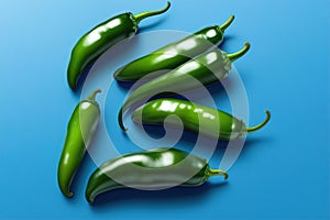 Jalapeno on a blue background. For design. AI Generated.