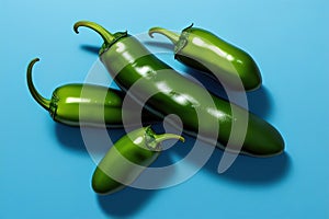 Jalapeno on a blue background. For design. AI Generated.