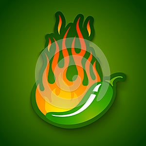 Jalapeno pepper in fire photo