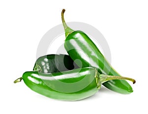 jalapeno peppers isolated on white background. Green chili pepper. Capsicum annuum
