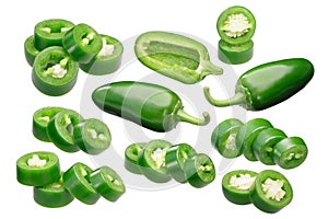 Jalapeno peppers, whole sliced, paths