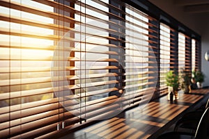 Jalousie elegance modern wooden office blinds, lighting control in meetings