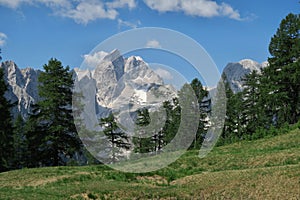 Jalovec peak from Slemenova peak in Julian Alps photo