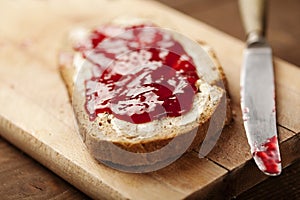 Jam on bread photo