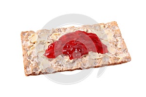 Jam on crisp bread