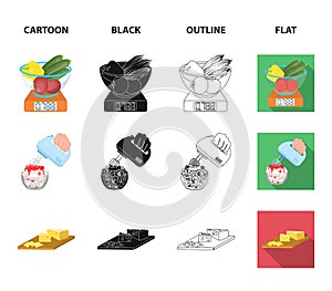, jam, diet, accessories and other web icon in cartoon,black,outline,flat style.cook, equipment, appliance, icons in set