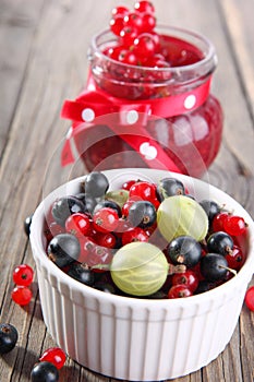 Jam and fresh berries