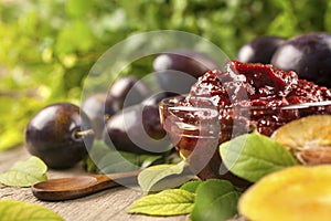 Jam of healthy organically grown plums