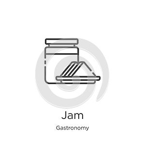 jam icon vector from gastronomy collection. Thin line jam outline icon vector illustration. Outline, thin line jam icon for