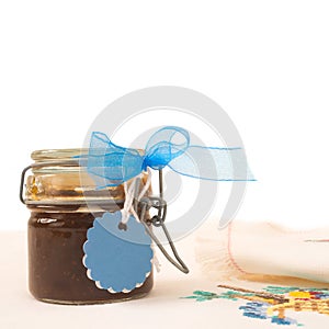 Jam jar with blank label for text