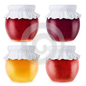 Jam jars isolated on white