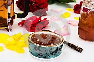 Jam Made of Rose Petals on White Background