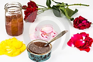 Jam Made of Rose Petals on White Background
