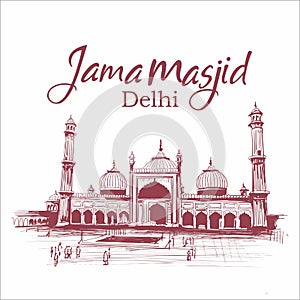 Jama masjid delhi india sketch  illustration architecture photo