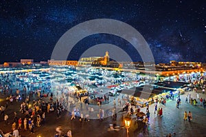 Jamaa el Fna market square in Marrakesh medina, Marrakesh, Morocco