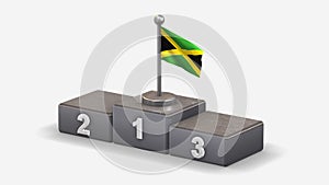 Jamaica 3D waving flag illustration on winner podium.