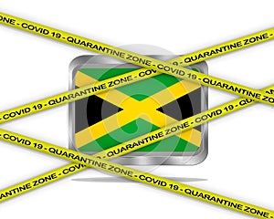 Jamaica flag illustration. Coronavirus danger area, quarantined country