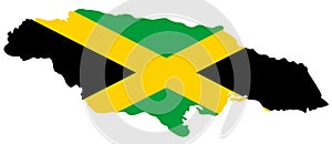 Jamaica flag and map - island country situated in the Caribbean Sea