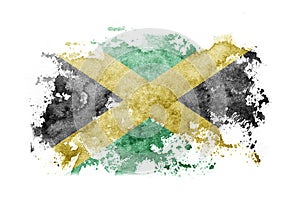 Jamaica, Jamaican flag background painted on white paper with watercolor