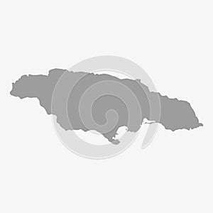 Jamaica map in gray on a white background