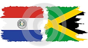 Jamaica and Paraguay grunge flags connection vector