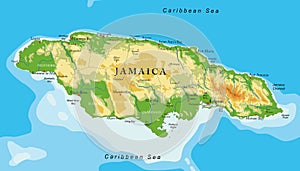 Jamaica physical map