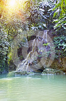 Jamaica. Small waterfalls in the jungle