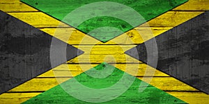 Jamaican flag painted on wooden boards photo