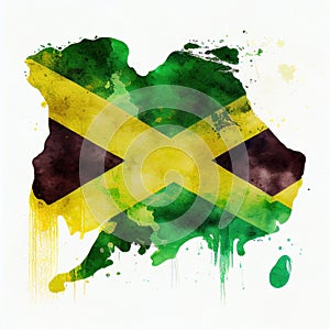 Jamaican flag in watercolor style by Generative AI
