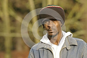 Jamaican hat and portrait photo