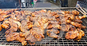 Jamaican jerk chicken on charcoal grill