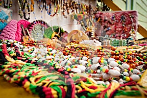 Jamaican and Rasta color bead chains in Montego Bay, Jamaica