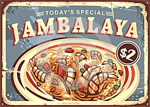 Jambalaya retro restaurant menu advertisement