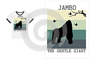Jambo the gentle giant gorilla retro t shirt design photo