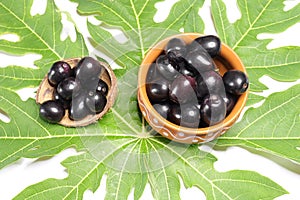 Jambolan plum or Java plum isolated on white background