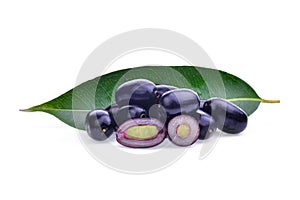 Jambolan plum or Java plum isolated on white