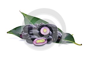 Jambolan plum or Java plum isolated on white