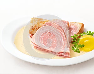 Jambon-beurre french dishes over white background
