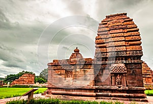 Jambulinga temple pattadakal breathtaking stone art from different angle with dramatic sky