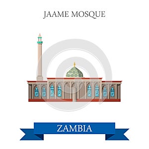 Jame Mosque Zambia. Flat historic sight web vector