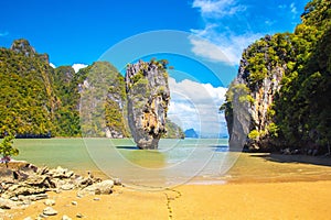 James Bond island famous destination place in Thailand. James Bond Island Khao Phing Kan, Khaoo Tapu