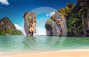 James Bond island near Phuket in Thailand. Famous landmark