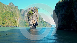 James Bond island near Phuket in Thailand. Famous landmark and famous travel destination Phangnga Thailand