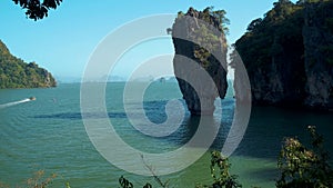 James Bond island near Phuket in Thailand. Famous landmark and famous travel destination Phangnga Thailand