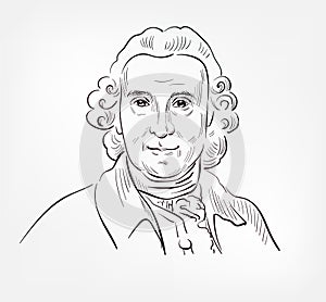 James Lind famous Scottish physician medical scientist vector sketch illustration