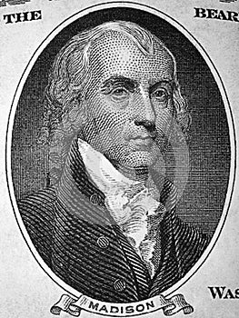 James Madison a portrait from old American Dollars