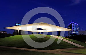 James Turrell`s Skyspace in Rice University, Houston, Texas, at night